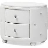 Davina Oval 2 Drawer Nightstand in White Leatherette